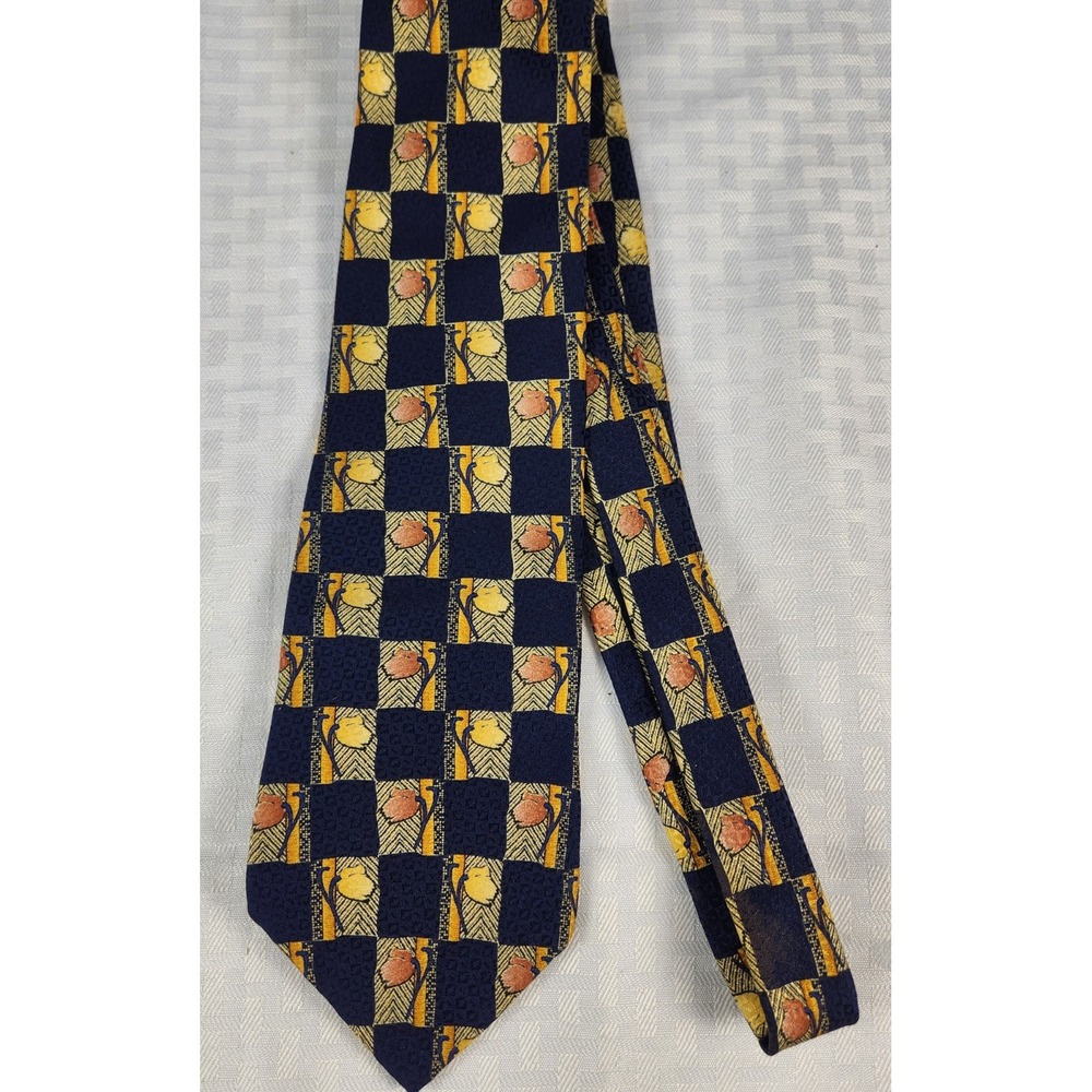 Italian 100% Silk Bellagio Seta Como Tie Blue & Yellow  Handcrafted SHARP!